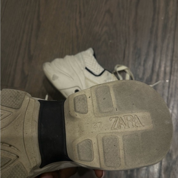 Chunky Cream and Black Lace-Up Sneakers - Picture 2 of 2